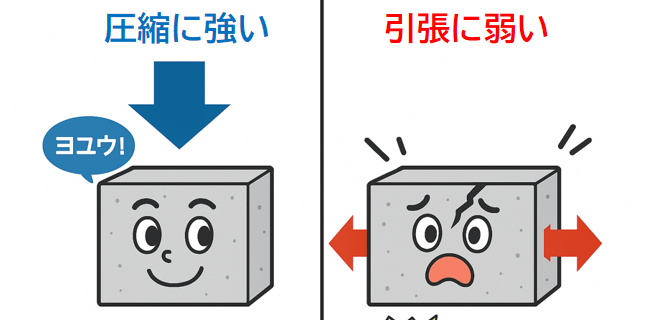コンクリートの力学的特性を示すイメージ図