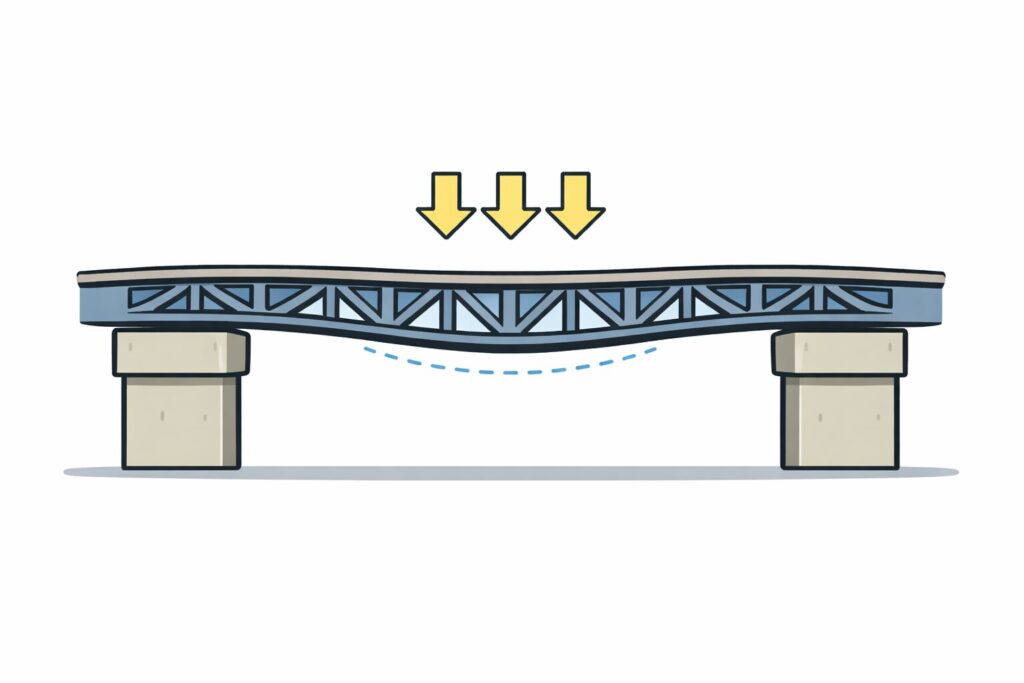 橋がたわんだ状態のイメージ図
