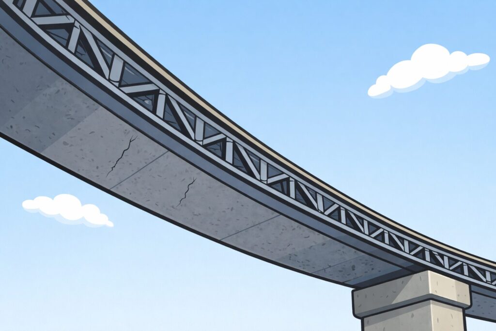 桁下面に曲げひび割れが出ているイメージ図