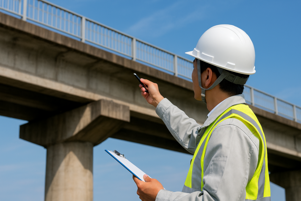 橋りょうの点検をする人