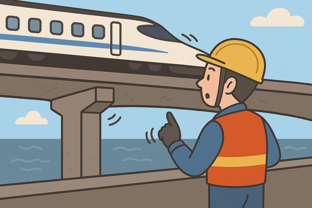 橋を検査している様子