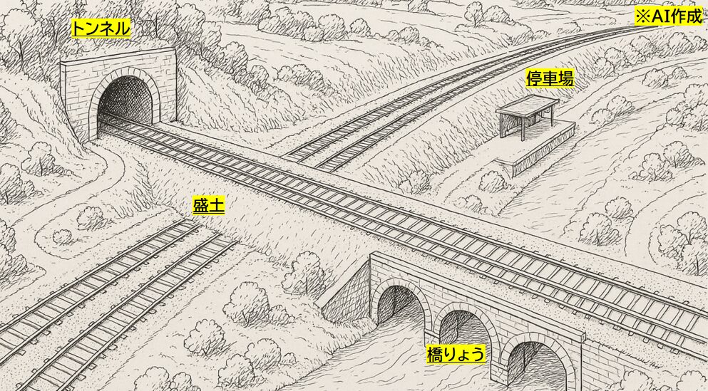 代表的な土木構造物の俯瞰図