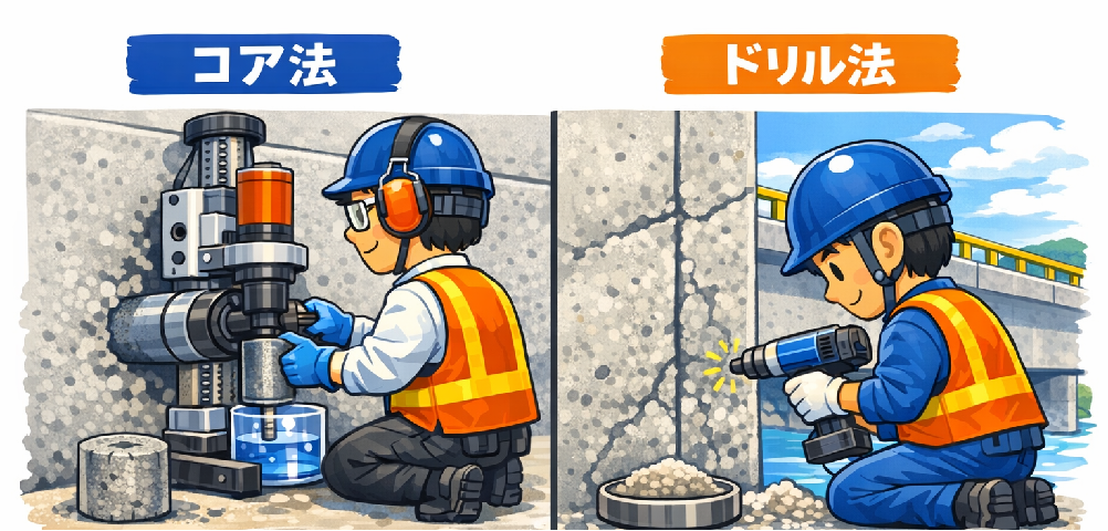 コア法とドリル法の比較